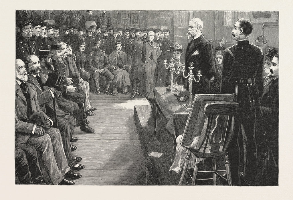 Detail of The Presentation to Sir Eyre Massey Shaw, on the Occasion of His Retirement, by the Officers and Men of the Metropolitan Fire Brigade by Anonymous