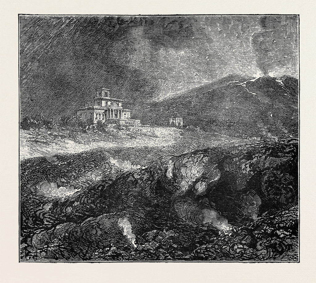 Detail of The Eruption of Mount Vesuvius: Professor Palmieri's Observatory by Anonymous