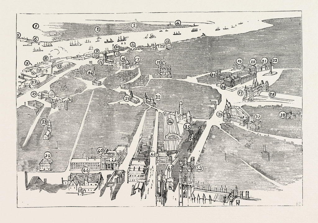 Detail of Bird's Eye View of. Liverpool, 1885 by Anonymous