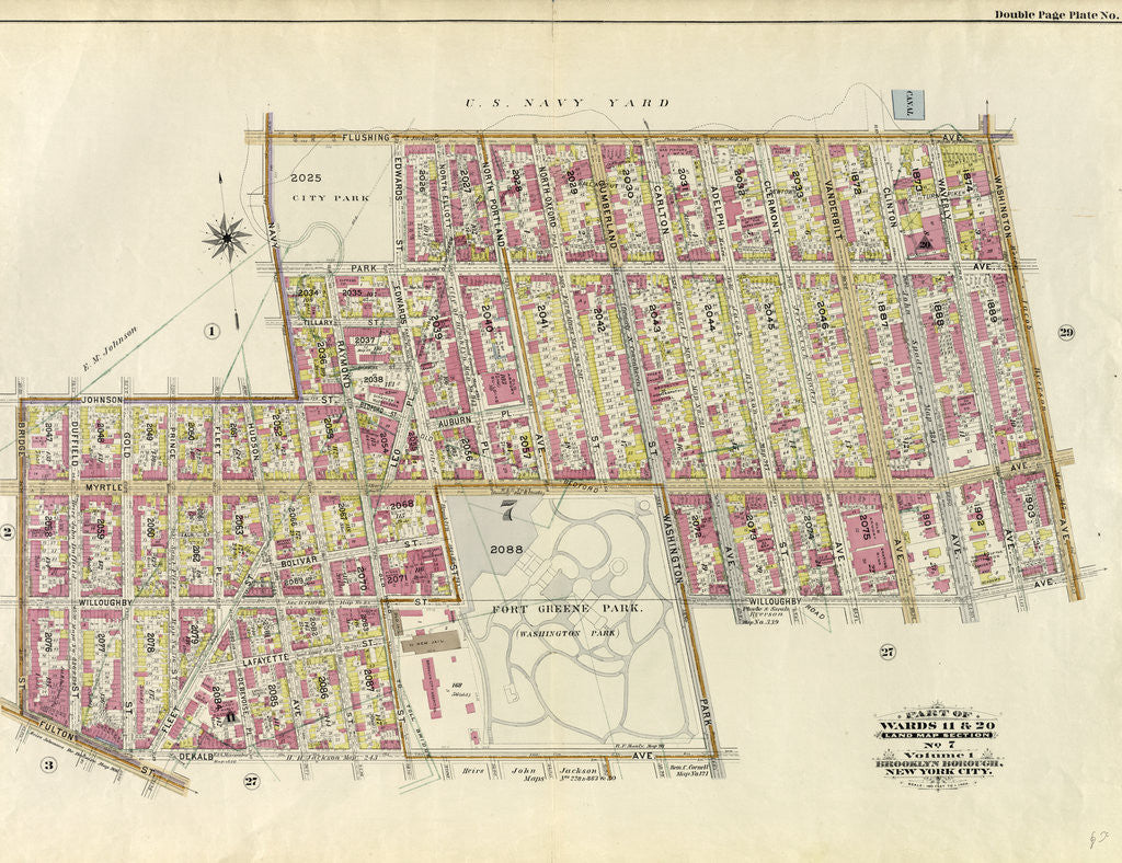 Detail of Part of Wards 11 & 20. Land Map Section, No. 7, Volume 1, Brooklyn Borough, New York City by Anonymous