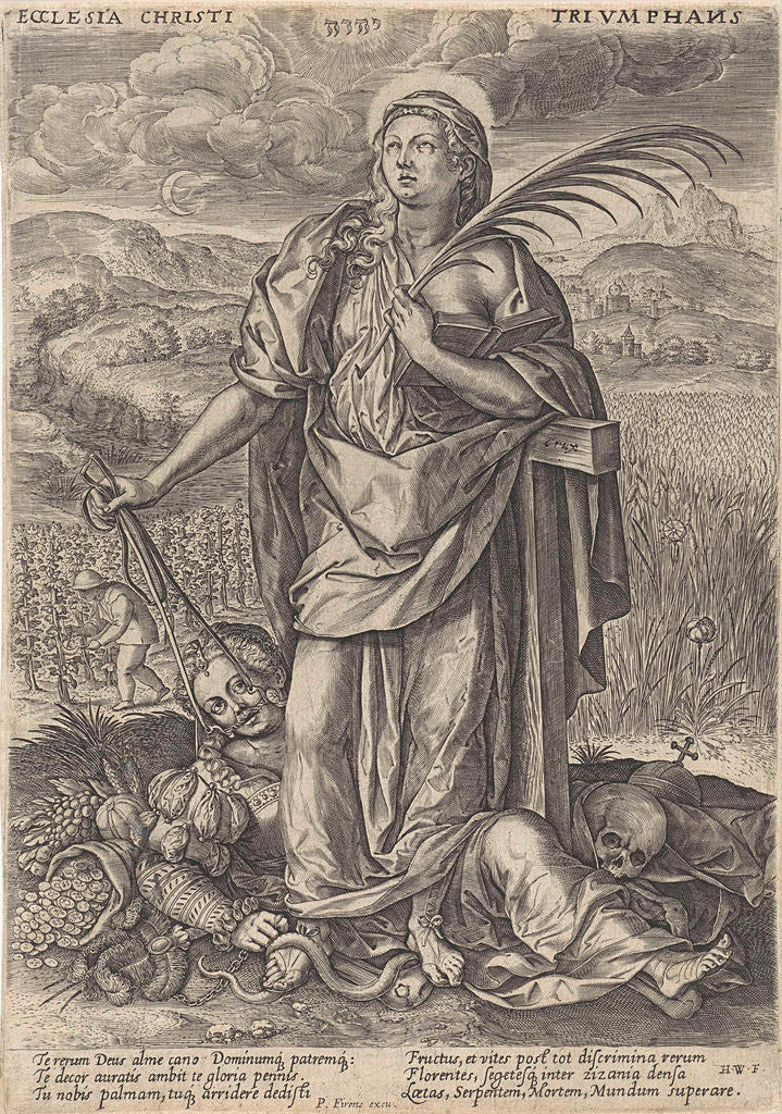 Detail of Landscape with Faith by Johannes Wierix