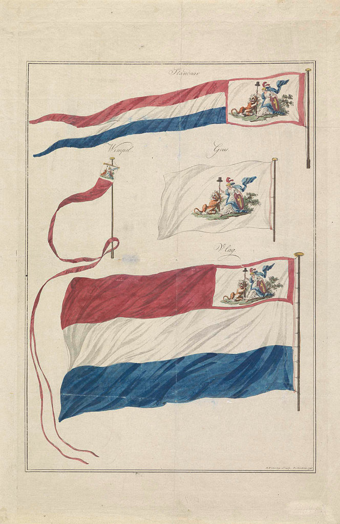 Detail of Flags of the Navy of the Batavian Republic by Hendrik Roosing