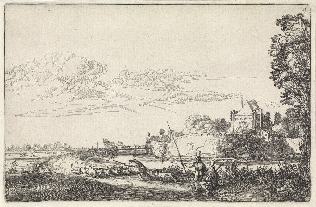 Detail of Landscape with Zijlpoort, Haarlem by Jan van de Velde II