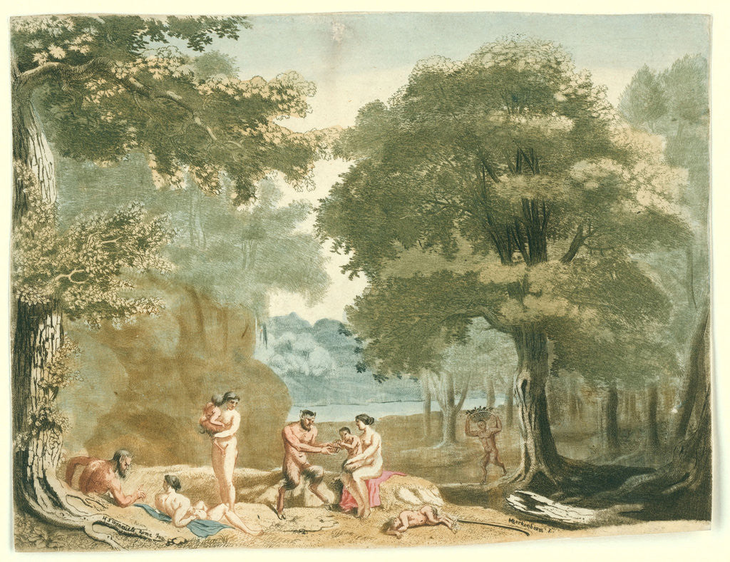 Detail of Nymphs and satyrs in a landscape by Martinus Berkenboom