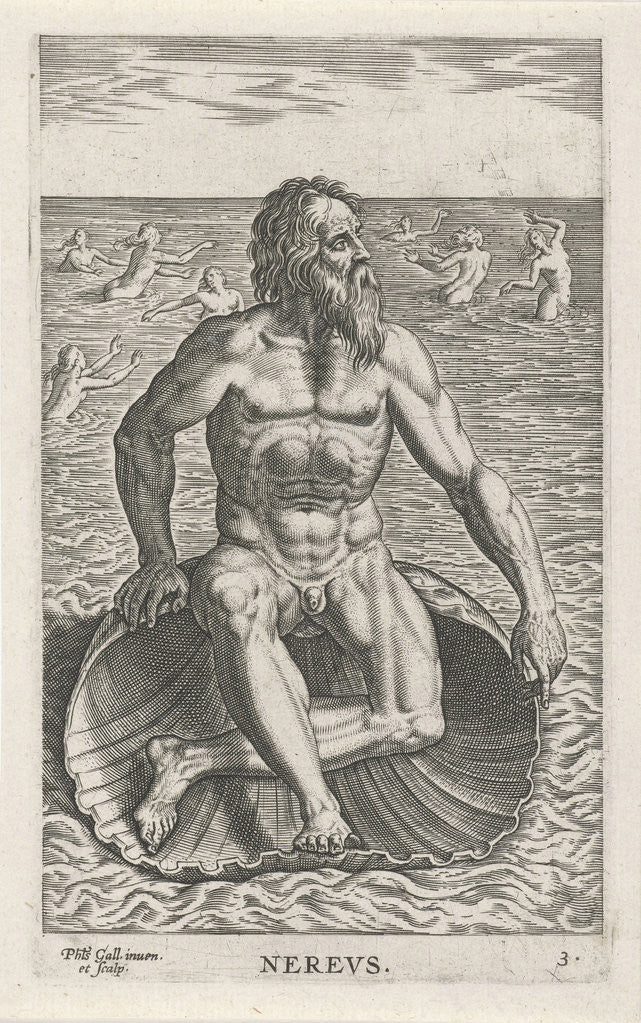 Detail of Sea God Nereus by Philips Galle