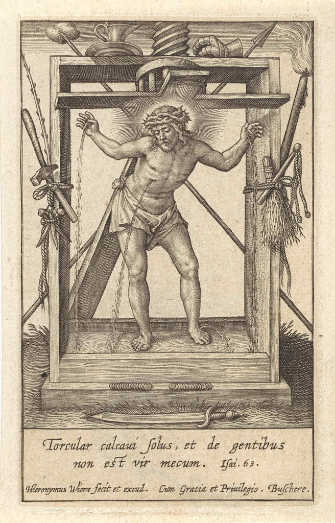 Detail of Christ in the winepress by Hieronymus Wierix