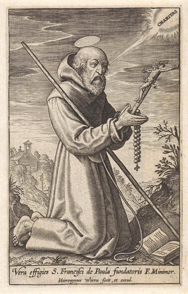 Detail of Landscape with St. Francis of Paola by Hieronymus Wierix