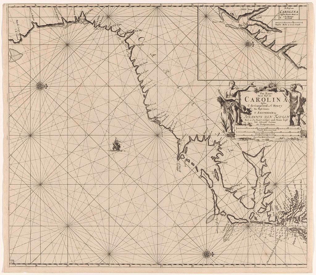 Detail of Sea chart of part of the east coast of the United States USA by Johannes van Keulen I