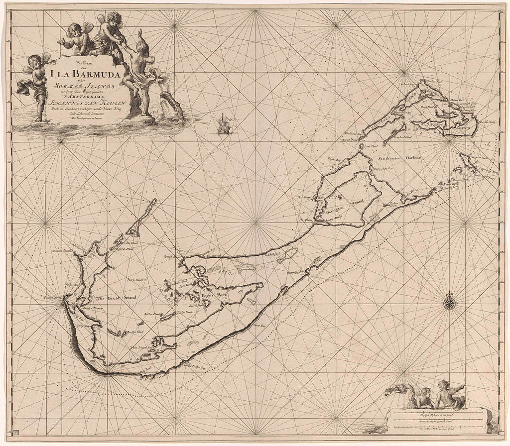 Detail of Sea chart of Bermuda by Johannes van Keulen I