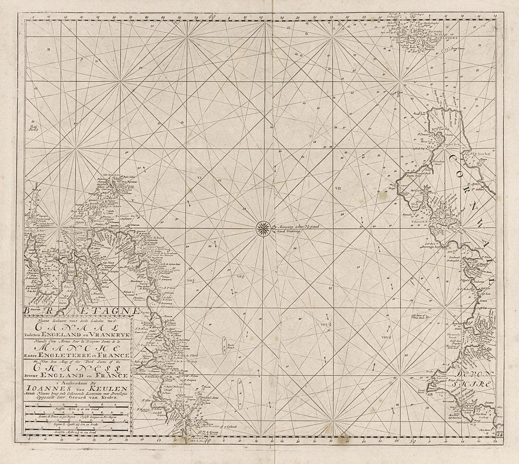 Detail of Sea chart of the Channel between England and France, Part 3 by Anonymous