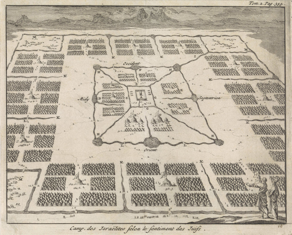 Detail of Tabernacle surrounded by camps of the twelve tribes of Israel by Pieter Mortier