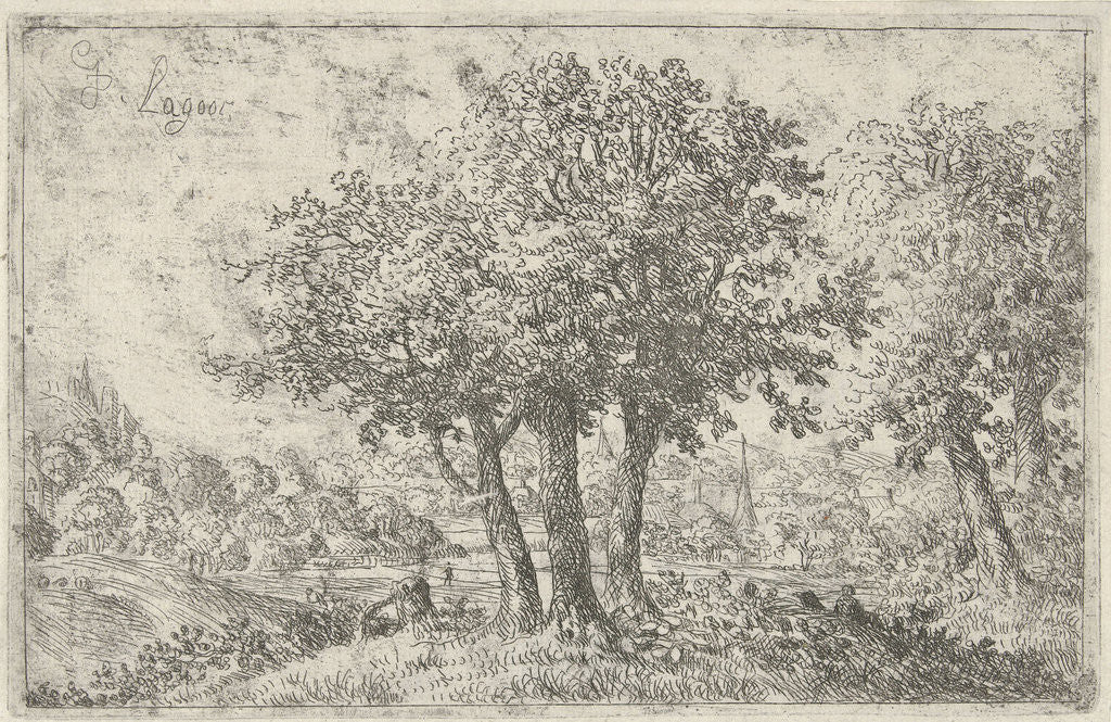 Detail of Landscape with three trees by Johan de Lagoor