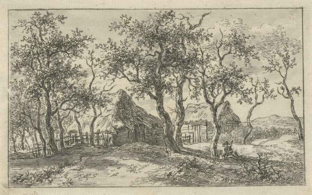 Detail of Landscape with two farms by Gerrit Jan Michaëlis