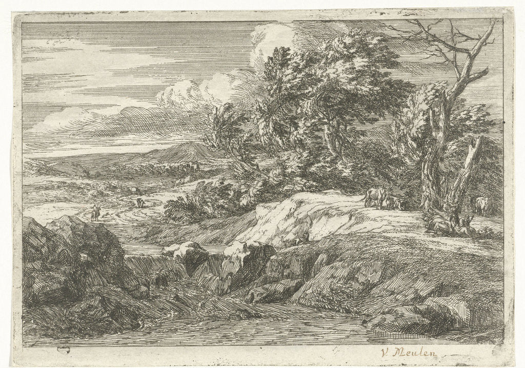 Detail of Landscape with figures by Adam Frans van der Meulen