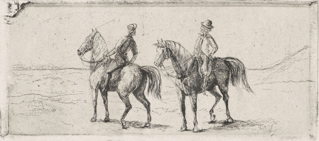 Detail of Landscape with two horsemen by Cornelis Albertus Johannes Schermer