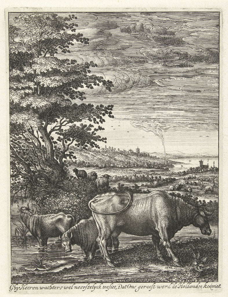 Detail of Cows in a landscape by Hendrick Hondius I