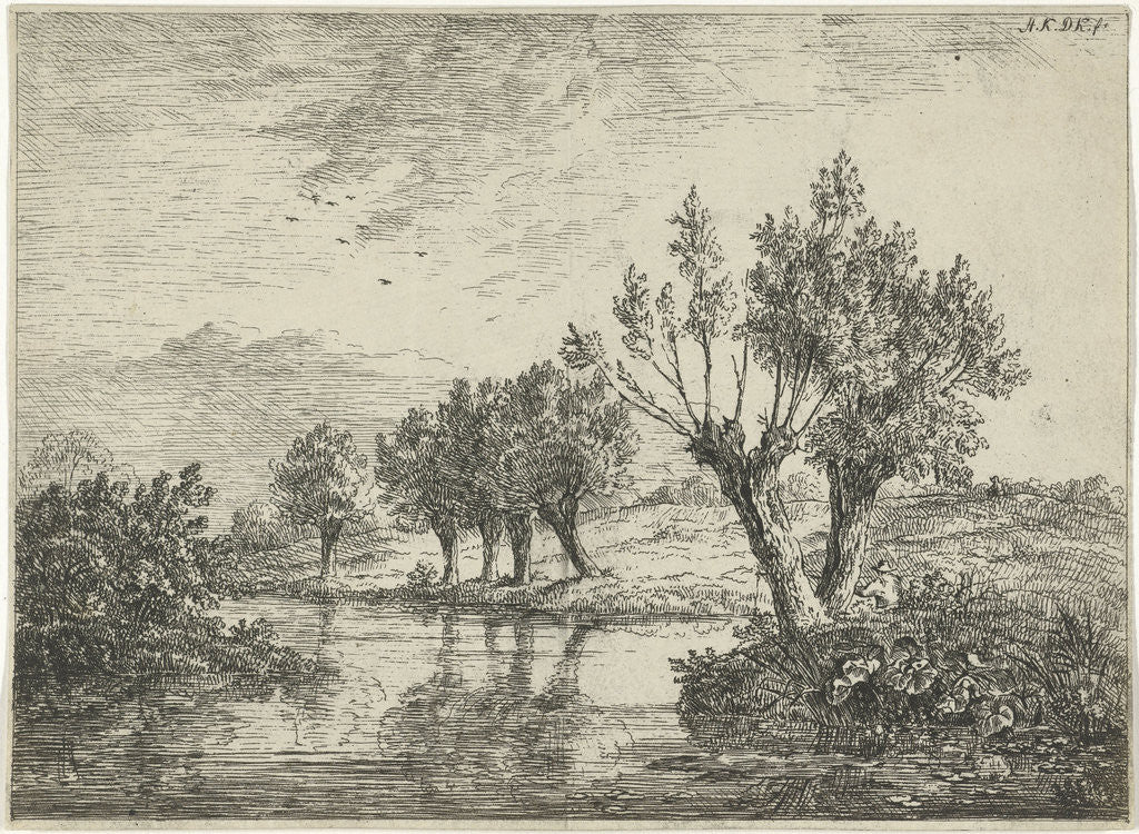 Detail of View of a river landscape by Arie Ketting de Koningh