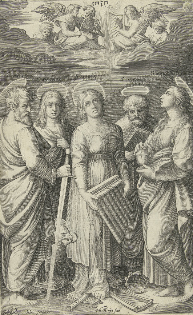 Detail of Saints Paul, John, Cecilia by Marcantonio Raimondi