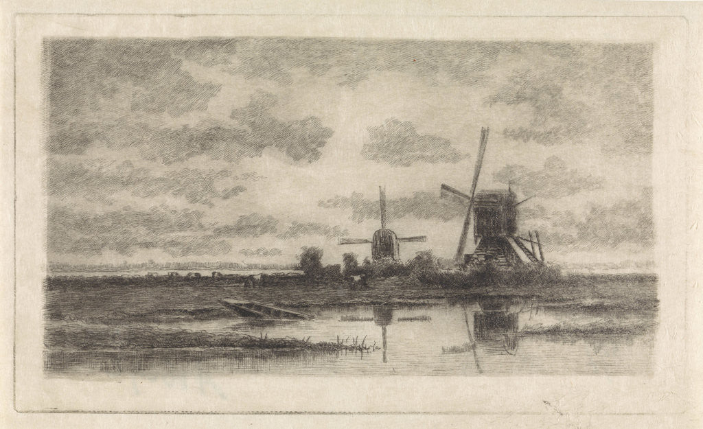 Detail of Landscape with two mills at a pond by Elias Stark