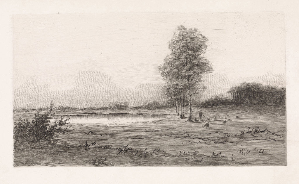 Detail of Landscape with pond by Elias Stark