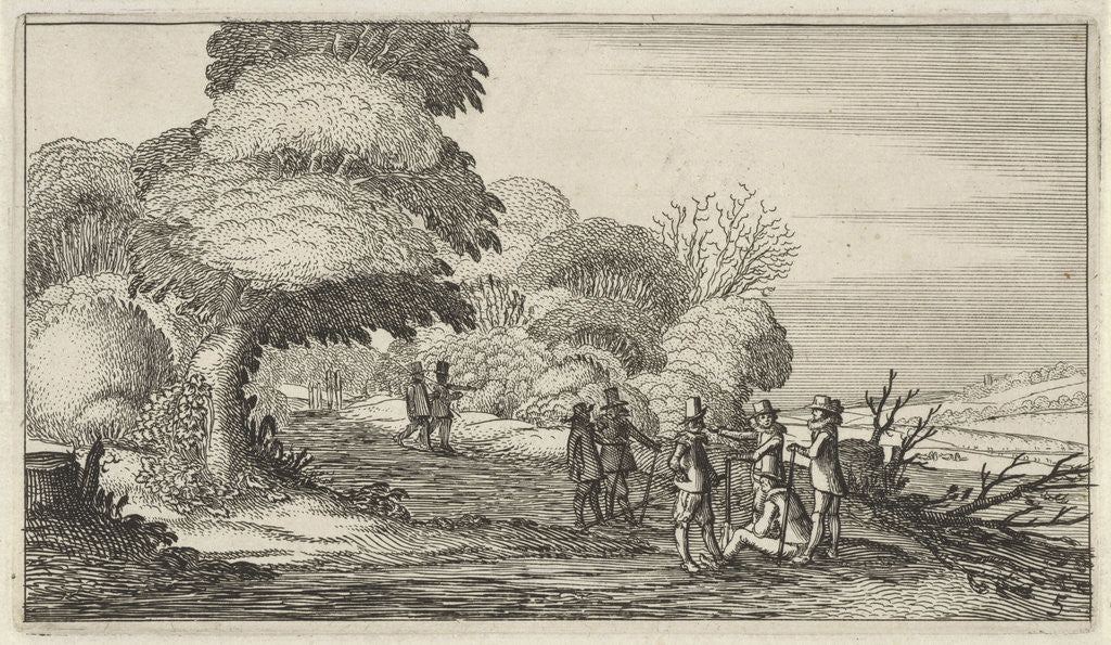 Detail of Hikers in a landscape by Claes Jansz. Visscher II