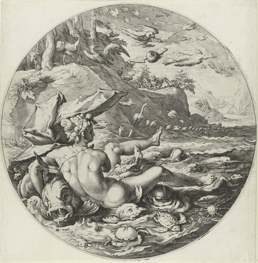 Detail of Fifth day of Creation: Creation of the animals by Hendrick Goltzius