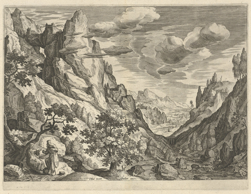 Detail of Landscape with the Temptation of Christ in the desert by Johann Sadeler I