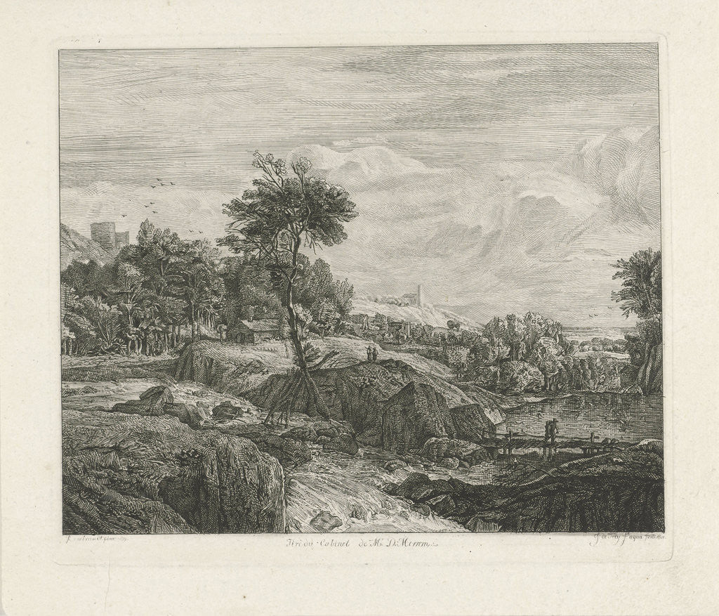 Detail of Rocky landscape by Johannes Pieter de Frey