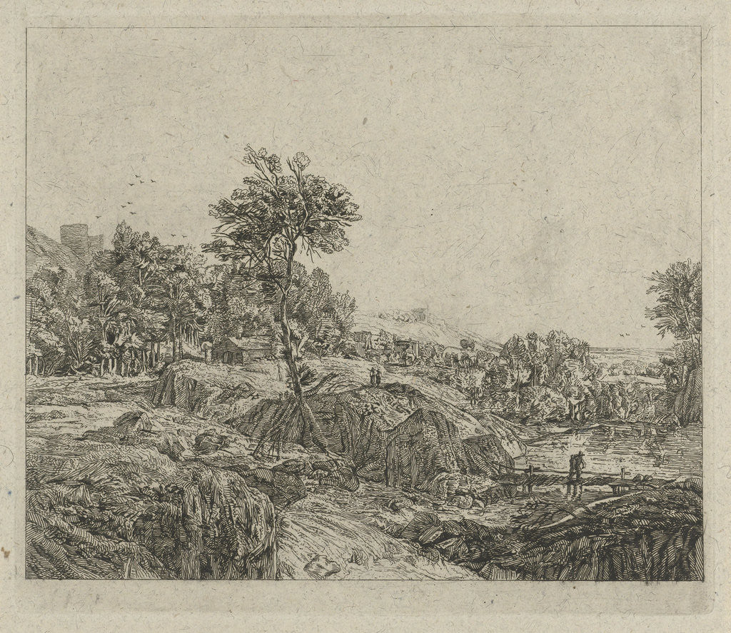 Detail of Rocky landscape by Johannes Pieter de Frey