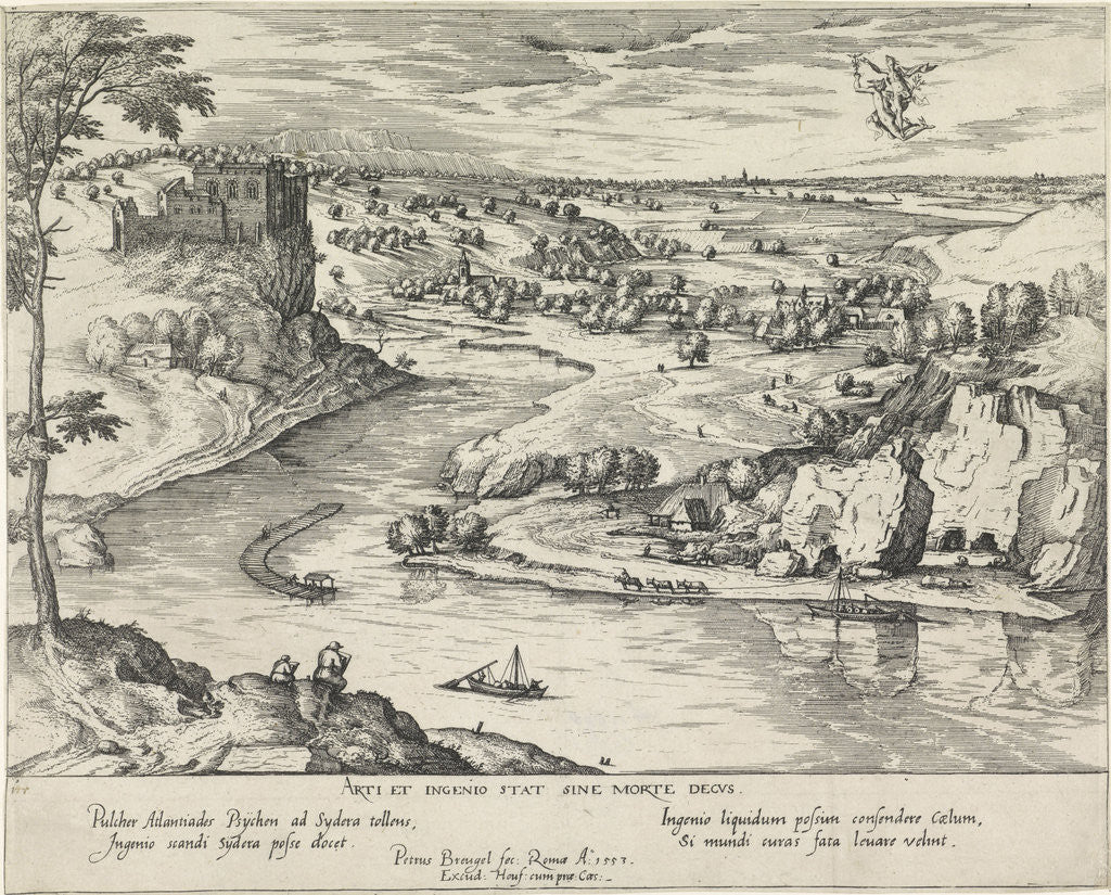 Detail of River Landscape with Mercury and Psyche by Joris Hoefnagel