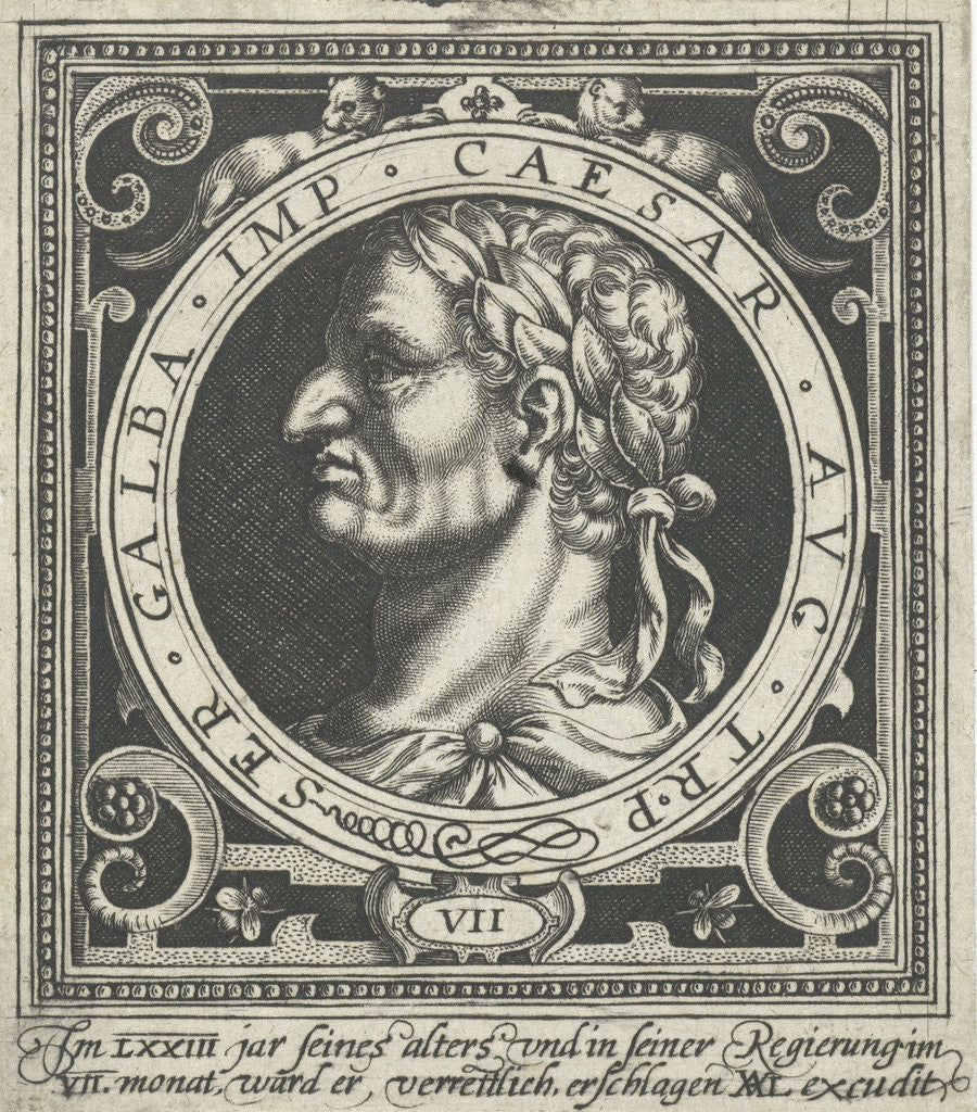 Detail of Portrait of Emperor Galba on medallion by Nicolaes de Bruyn