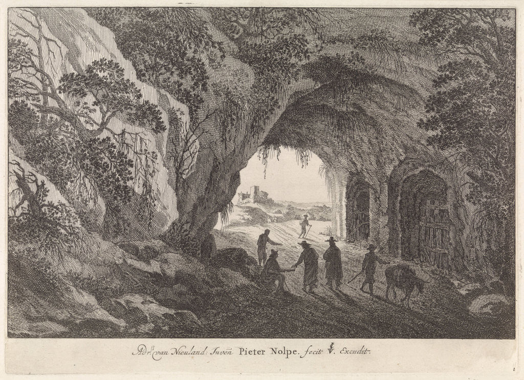 Detail of Landscape with a tunnel by Claes Jansz. Visscher II