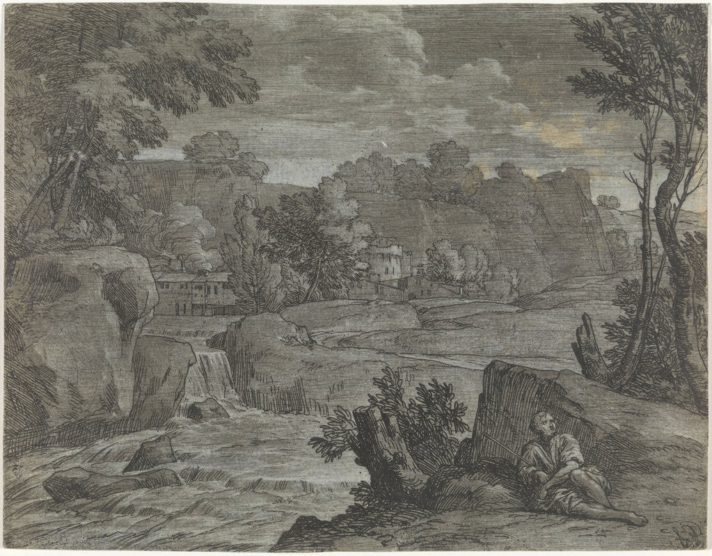 Detail of Landscape with river by Abraham Genoels