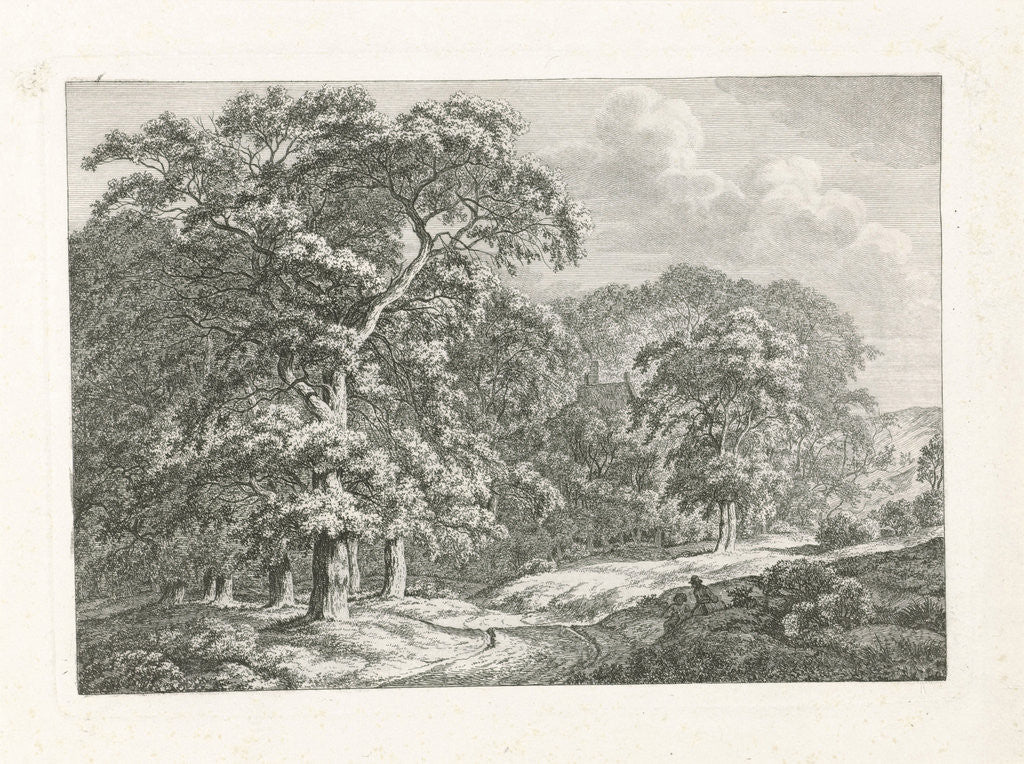 Detail of Landscape with tall trees by Franciscus Andreas Milatz