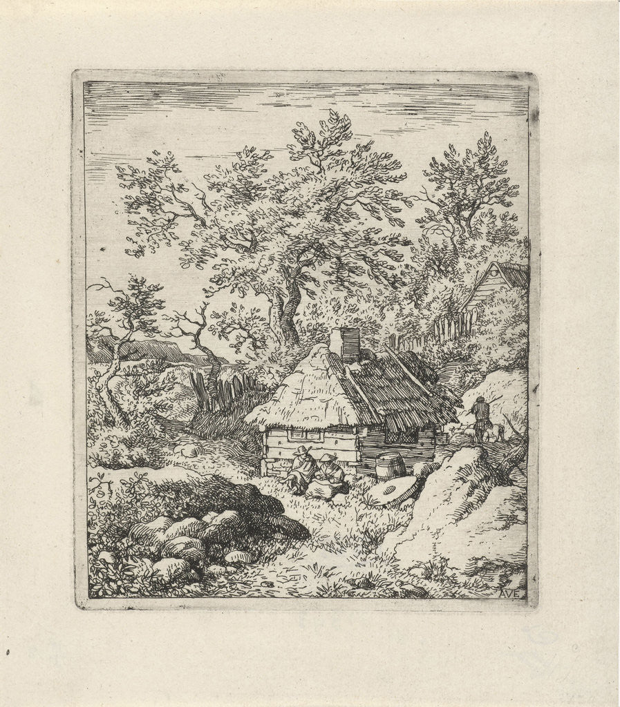 Detail of Landscape with hut and millstone by Allaert van Everdingen