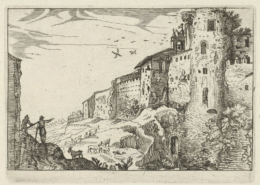 Detail of Landscape with Roman ruins by Anonymous