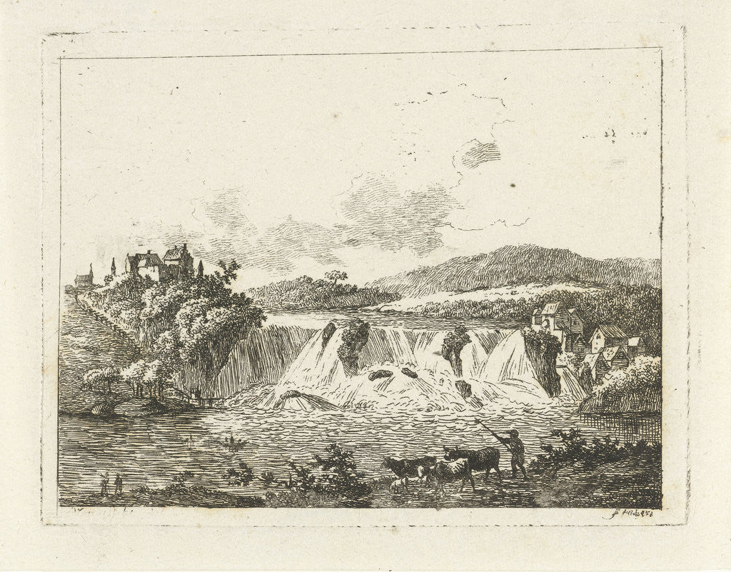 Detail of Landscape with Waterfall by Frédéric Théodore Faber