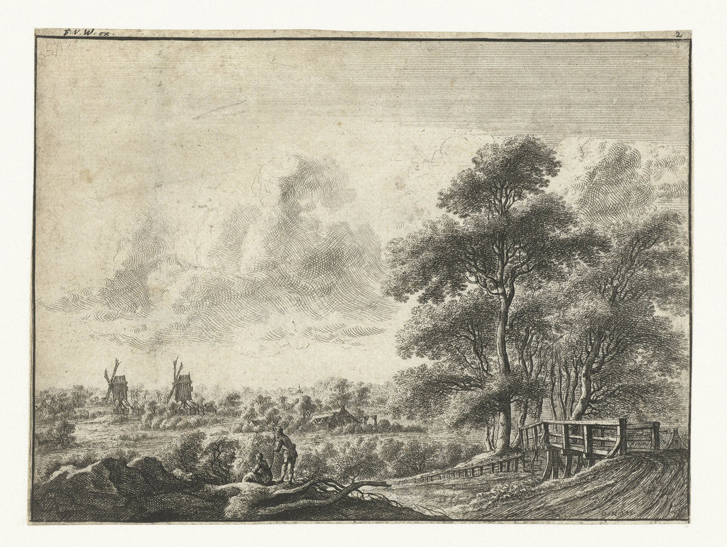 Detail of Landscape with small bridge, Gilles Neyts by Frans van den Wijngaerde