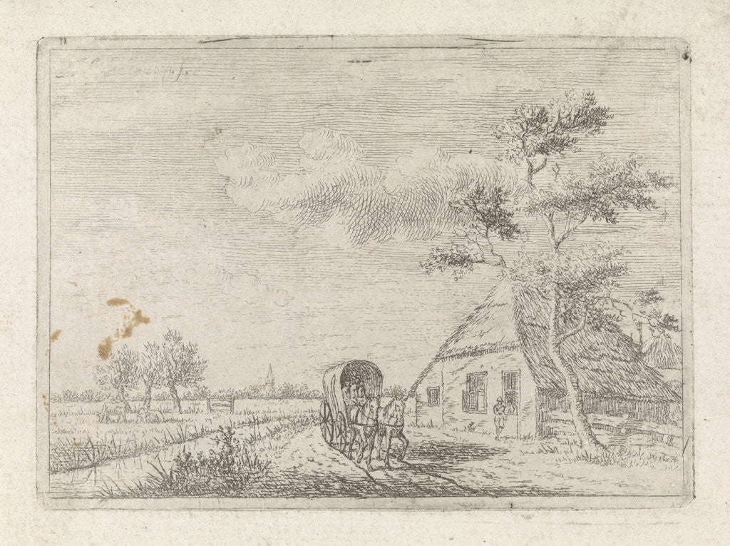 Detail of Landscape with farm and cart by Johannes Christiaan Janson