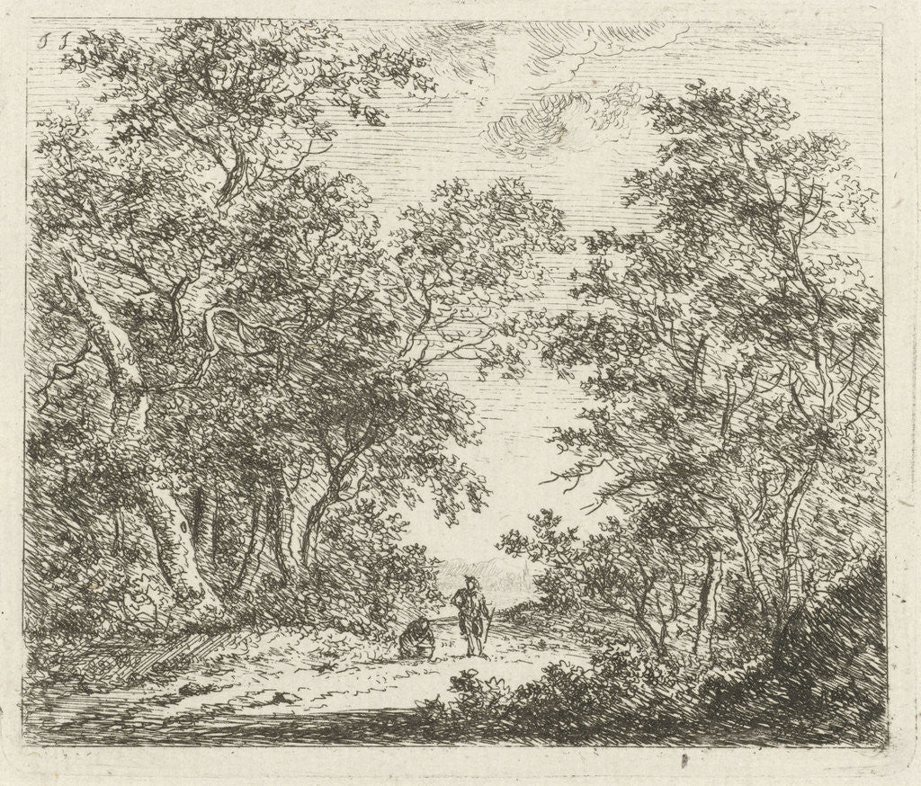 Detail of Wooded Landscape with Two Figures by Johannes Janson