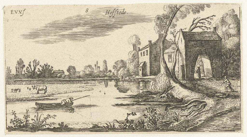 Detail of Landscape with a River and gatehouse by Anonymous