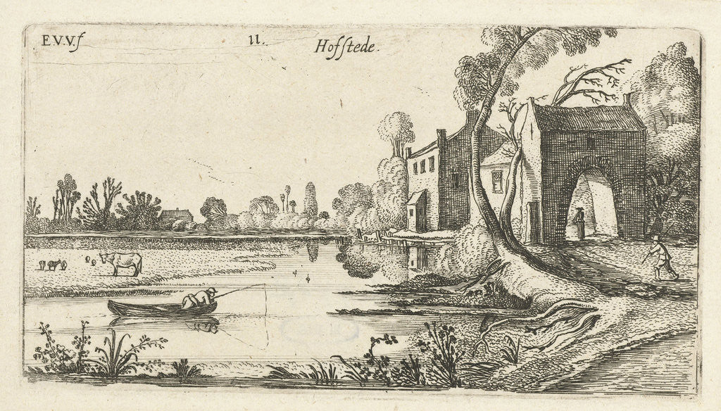 Detail of Landscape with a River and gatehouse by Esaias van de Velde