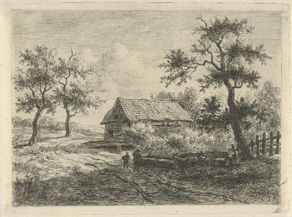 Detail of Landscape with two figures on road by Gerrit Jan Michaëlis