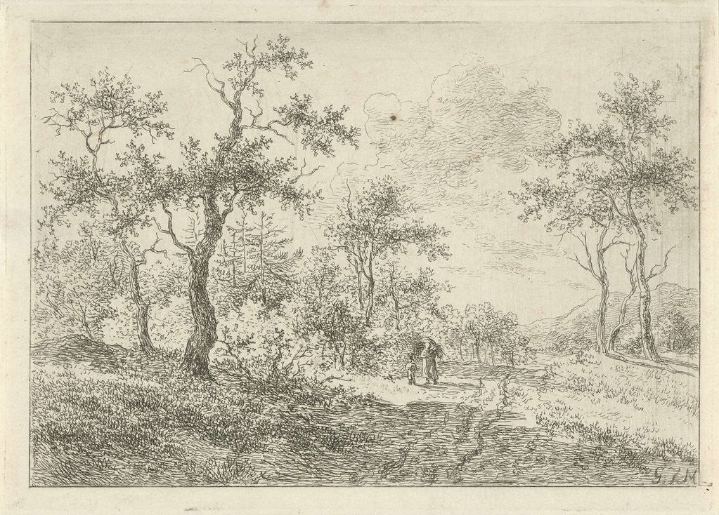 Detail of Wooded Landscape with a woman and a boy by Gerrit Jan Michaëlis