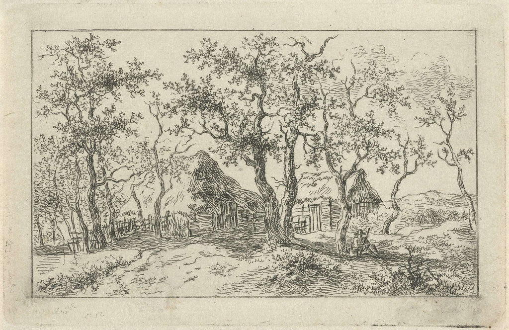 Detail of Landscape with two farms by Gerrit Jan Michaëlis