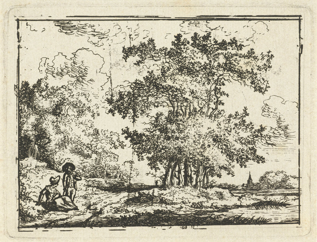 Detail of Landscape with resting couple by Chrétien Dubois