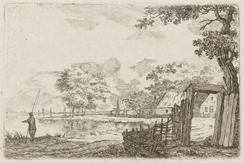 Detail of Landscape with fisherman by Jacob Cats