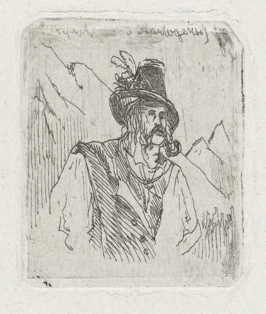 Detail of Tyrolean man in a mountain landscape by Joseph Hartogensis