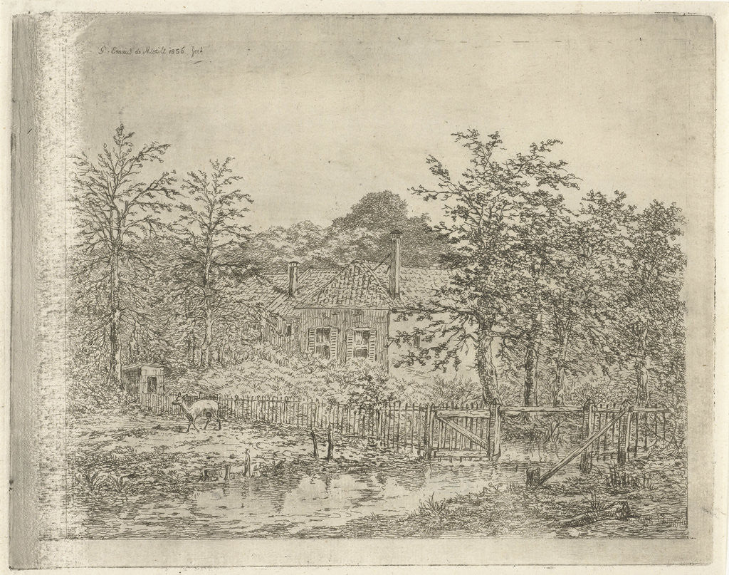 Detail of Landscape with deer by Gerardus Emaus de Micault