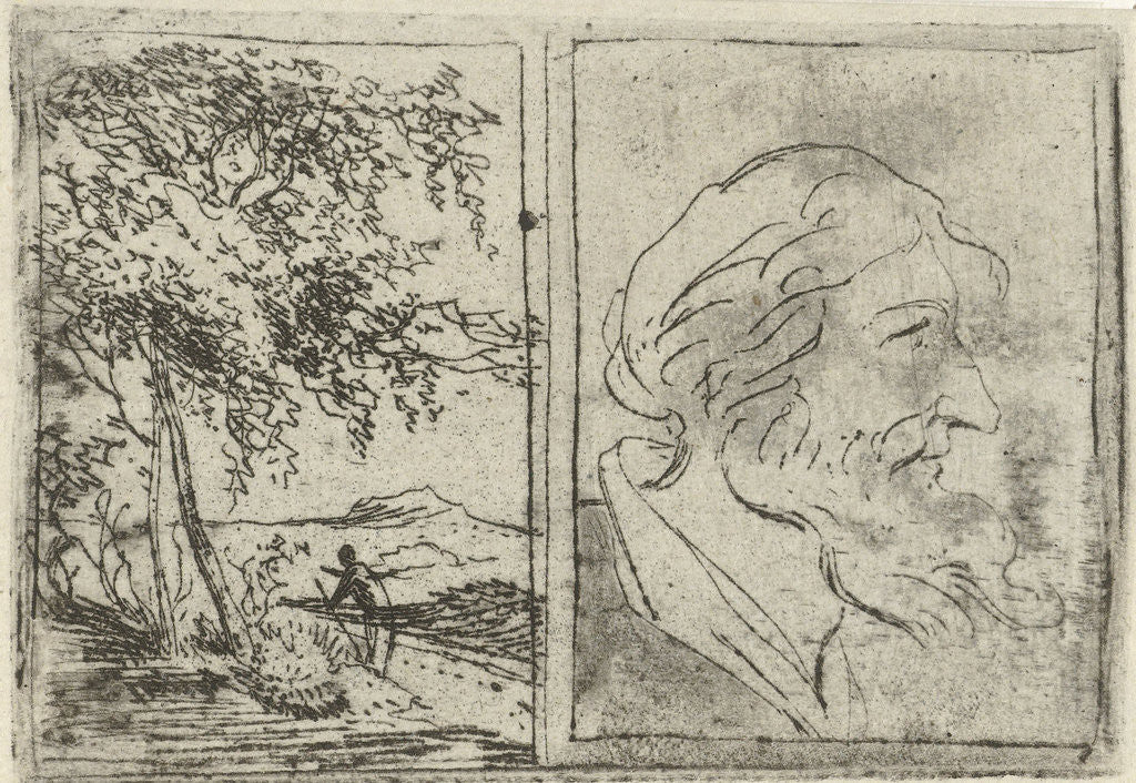 Detail of Landscape and portrait study by Hermanus Fock